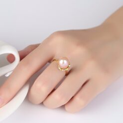 Wholesale 925 Sterling Silver Flower Natural Pearl Rings 2