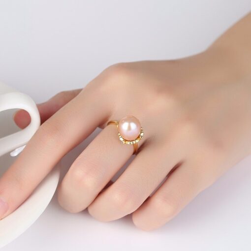 Wholesale 925 Sterling Silver Flower Natural Pearl Rings 2