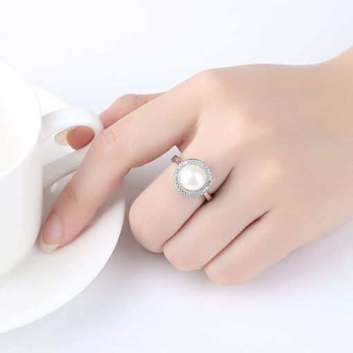 Wholesale Classic Bridal 925 Sterling Silver Freshwater Pearl Rings 2