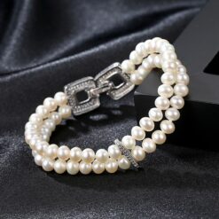 Wholesale Double Strand Freshwater Cultured Pearl Bracelet 4