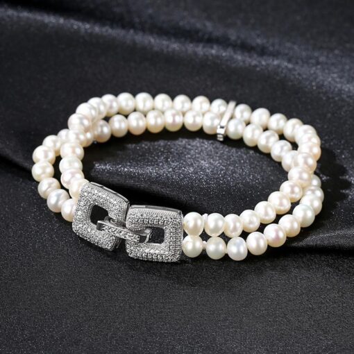 Wholesale Double Strand Freshwater Cultured Pearl Bracelet 5