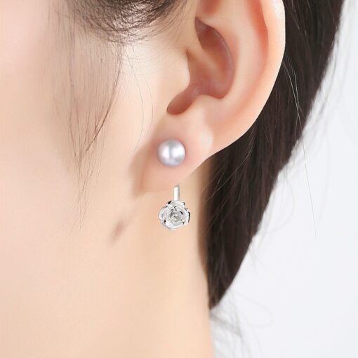 Wholesale Earrings Jewelry Gray Freshwater Cultured Pearl 925 2
