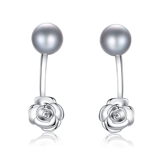 Wholesale Earrings Jewelry Gray Freshwater Cultured Pearl 925