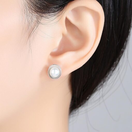 Wholesale Earrings Jewelry Shell Shape Freshwater Pearl Stud 2
