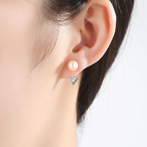 Wholesale Earrings Jewelry Triangle Design 925 Silver Stud 3