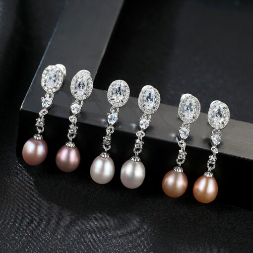 Wholesale Earrings Jewelry Women Luxury Freshwater Pearl 925 3