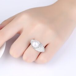 Wholesale Natural Pearl Rings Latest Design Silver White Gold Color 2