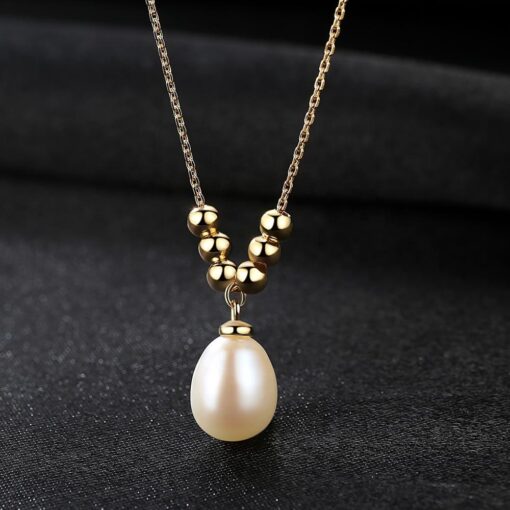 Brazilian Style Wholesale Gold Color Silver Bead Paved Nice Quality Natural Pearl Pendant Necklace For Girl Party Gift