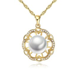 Fashion Elegant Silver Flower Shaped Mounting Single High-quality Natural Pearl Pendant Necklace For Women Wearing Daily