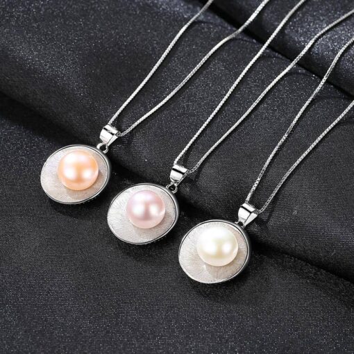 New Fashion S925 Silver Shell Shape Pendant Necklace Filled Into Single Freshwater Pearl For Women Valentine’s Day Gift