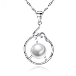 New Design 2018 Fine Fashion Jewelry Sterling Silver Hoop Pendant Necklace With Freshwater Pearl For Necklace Woman