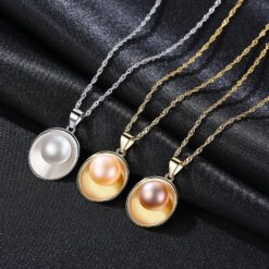 Wholesale Necklaces Round Shell Design S925 Natural 2
