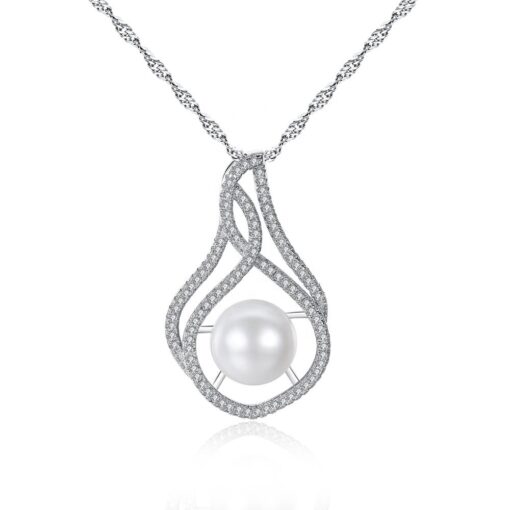 S925 Sterling Silver Gold-plated Women Inlay CZ and Freshwater Pearl Luxury Necklace