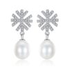 Sterling Silver 925 Drop Earrings for Women Freshwater Pearl Dangling Earrings Fine Jewelry