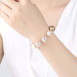 Wholesale Sterling Silver 13 14mm Multi Color Pearl Bracelet 2