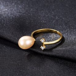Wholesale Trendy Freesize Freshwater Pearl Silver Ring 4