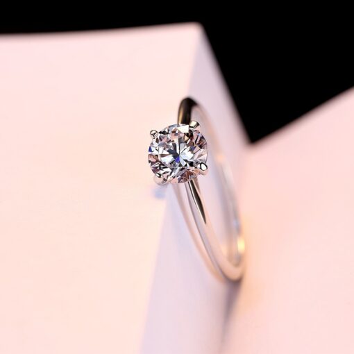 Wholesale 1 Carat 6mm Hearts Arrows Cubic Silver Engagement Ring 4