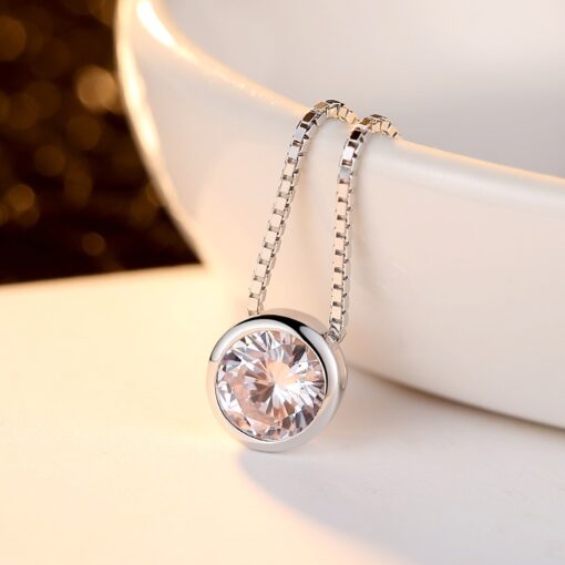 Wholesale 1 Carat Cubic Zirconia S925 Sterling Silver Necklace 2