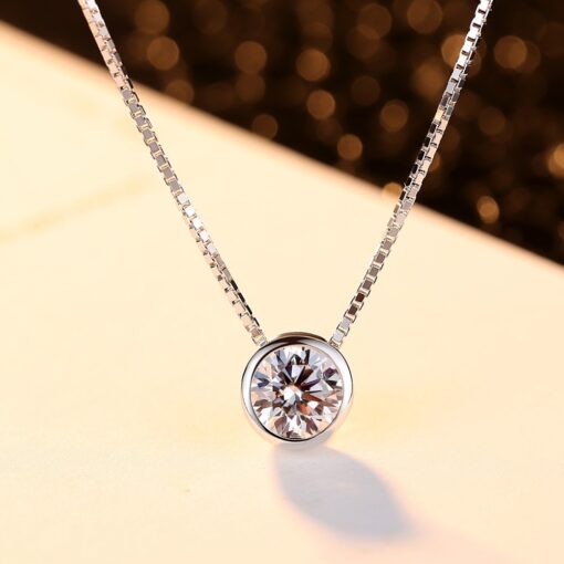 Wholesale 1 Carat Cubic Zirconia S925 Sterling Silver Necklace 3
