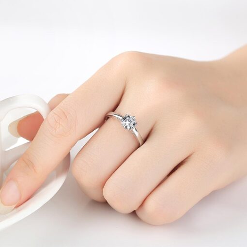 Wholesale 1 Carat Cubic Zirconia Wedding Ring 925 Sterling Silver 2
