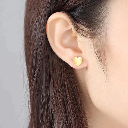 Wholesale 18K Gold Solid Silver Heart Stud Earrings 1