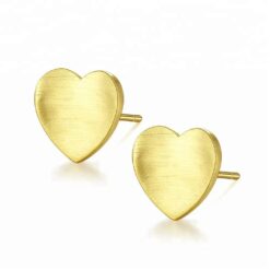 Wholesale 18K Gold Solid Silver Heart Stud Earrings