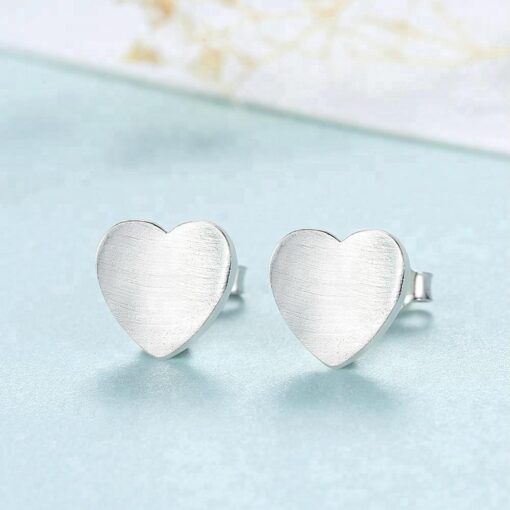 Wholesale 18K Gold Solid Silver Heart Stud Earrings 3