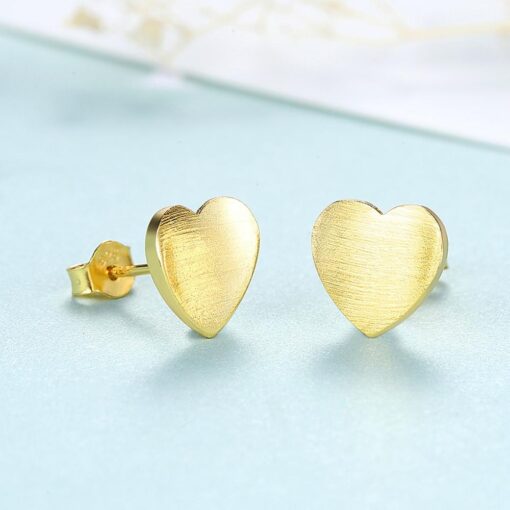 Wholesale 18K Gold Solid Silver Heart Stud Earrings 4