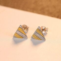 Wholesale 925 Silver Brushed Triangle Earrings 3