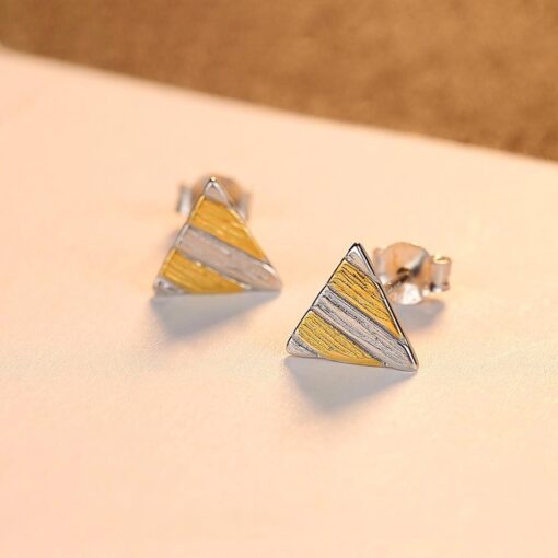 Wholesale 925 Silver Brushed Triangle Earrings 4