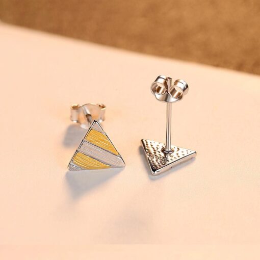 Wholesale 925 Silver Brushed Triangle Earrings 5