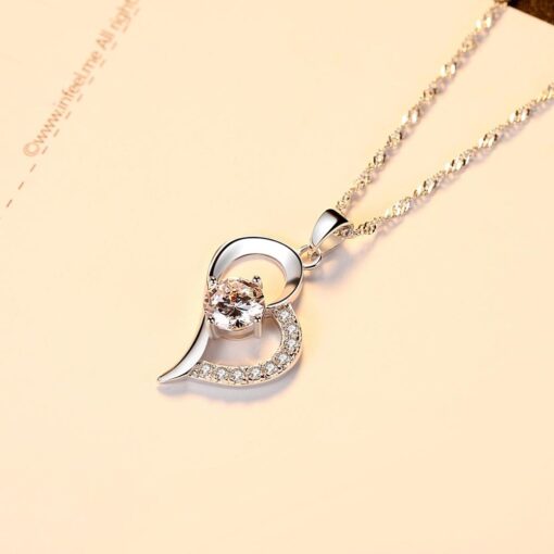 Wholesale 925 Silver Heart Women Love Necklace 3
