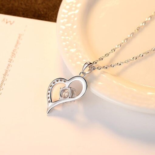 Wholesale 925 Silver Heart Women Love Necklace 4