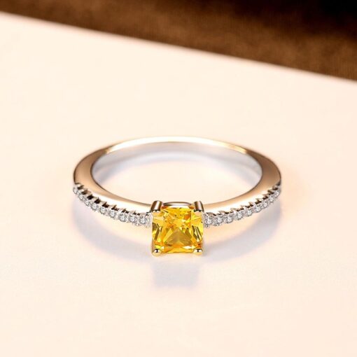 Wholesale 925 Sterling Silver Yellow Zircon Engagement Rings 3