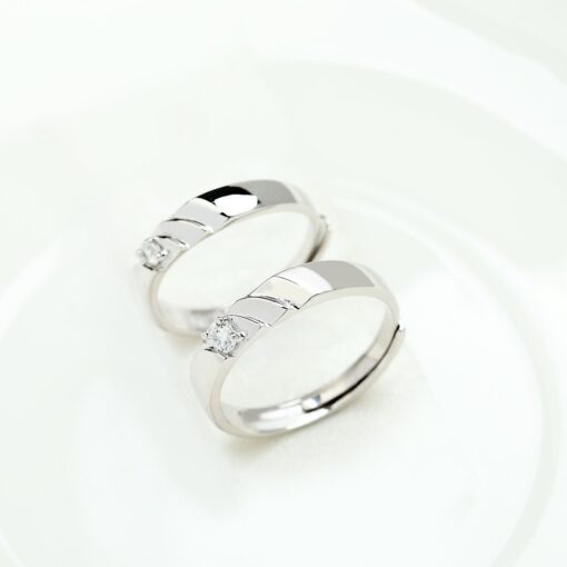 Wholesale Adjustable 925 Sterling Silver Lovers CZ Ring 1