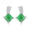 Wholesale Brand Cute Square Silver Earrings Emerald