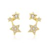 Wholesale CZ Pave Star Brushed Earrings