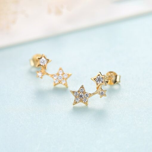 Wholesale CZ Pave Star Brushed Earrings 2