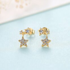Wholesale CZ Pave Star Brushed Earrings 3