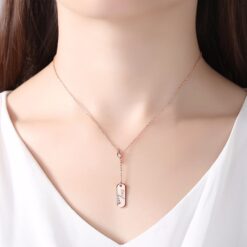 Wholesale Charming S925 Square Shaped Pendant Necklace 2
