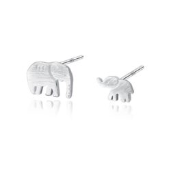 Wholesale Cute Animal Elephant Brush Sterling Silver Earrings