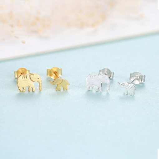 Wholesale Cute Animal Elephant Brush Sterling Silver Earrings 3