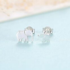 Wholesale Cute Animal Elephant Brush Sterling Silver Earrings 4