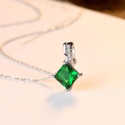 Wholesale Emerald Square CZ Crystal Pendant Chain 3