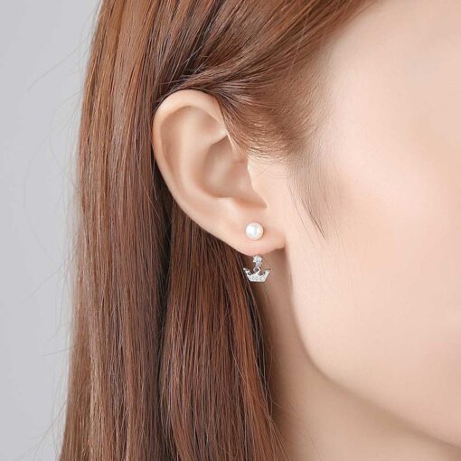 Wholesale Exquisite Crown Shaped 925 Silver Stud 2