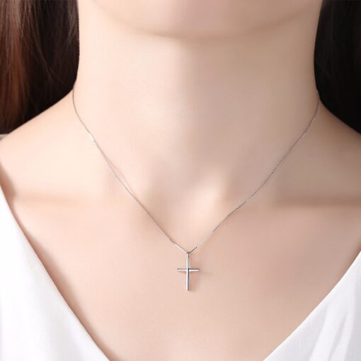 Wholesale Fashion Simple Cross Pendant Necklace Fine Sterling Silver 925 1