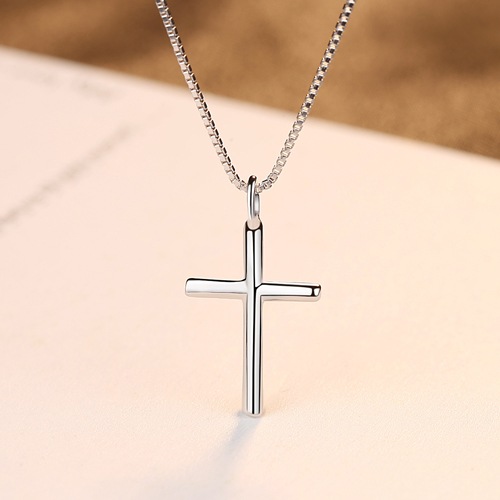 Wholesale Fashion Simple Cross Pendant Necklace Fine Sterling Silver 925 2