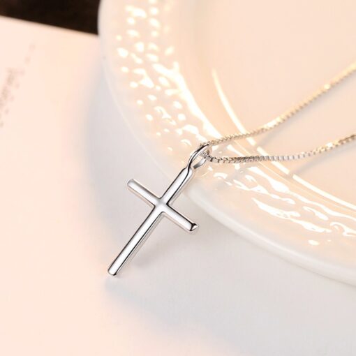 Wholesale Fashion Simple Cross Pendant Necklace Fine Sterling Silver 925 4