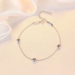 Wholesale Fashion Women Shiny CZ Crystal Real 925 Sterling Silver Bracelet 1