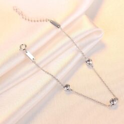 Wholesale Fashion Women Shiny CZ Crystal Real 925 Sterling Silver Bracelet 2